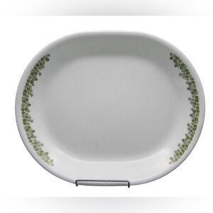 Vintage Corelle Oval Serving Platter Spring Blossom Green aka Crazy Daisy
